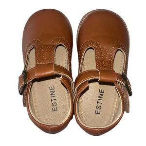 Toddler Girls Size 7 Brown Mary Jane Dress Shoes T Strap Estine